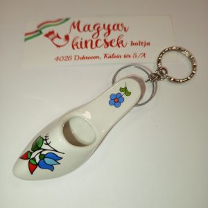Kalocsai porcelán kulcstartó-papucs